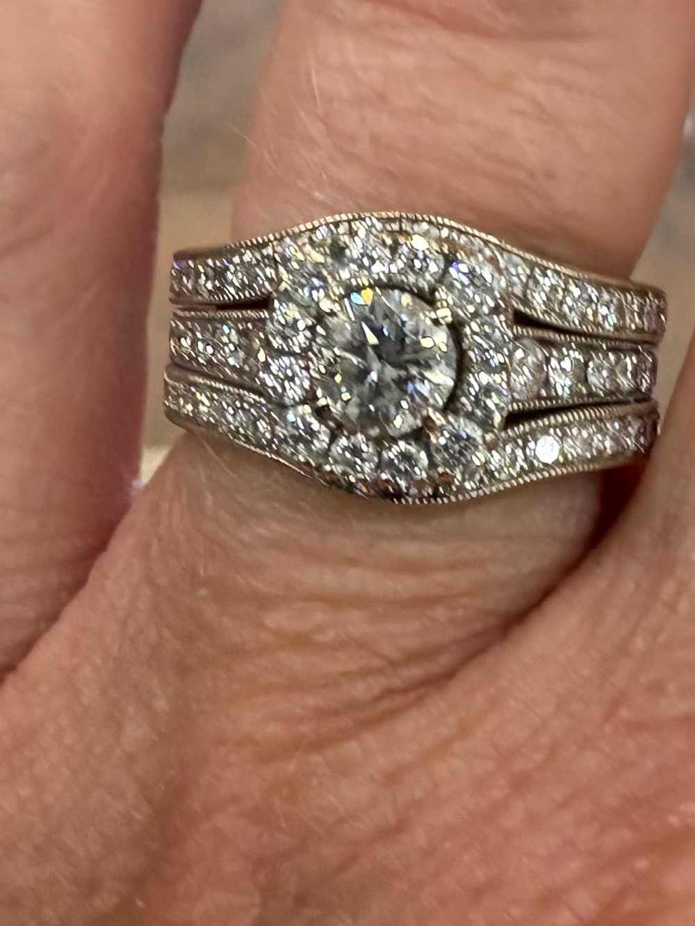 Sparkling Neil Lane 14k solid white gold Halo Diamond Wedding Set